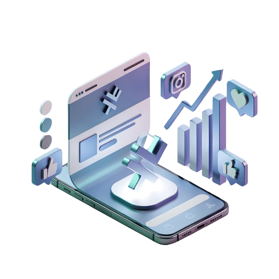 Illustration zu Branding, Webdesign und Social Media als Leistungen aus einer Hand